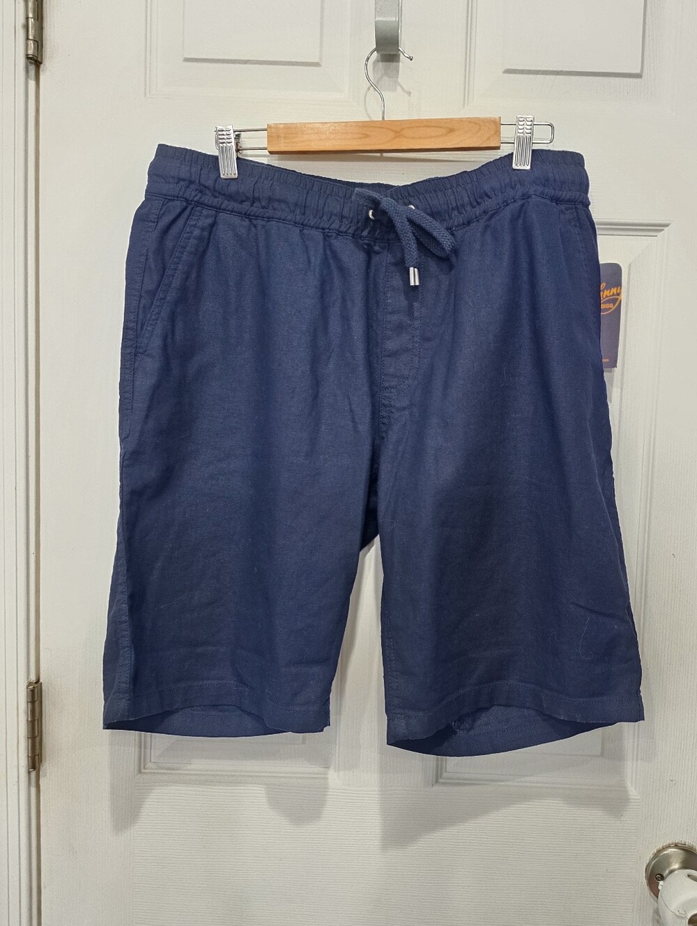 Johnny Bigg Mens Navy Blue Linen Blend Drawstring Casual Shorts Size 36 NWT